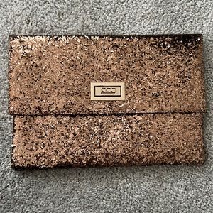 Rose gold glitter clutch